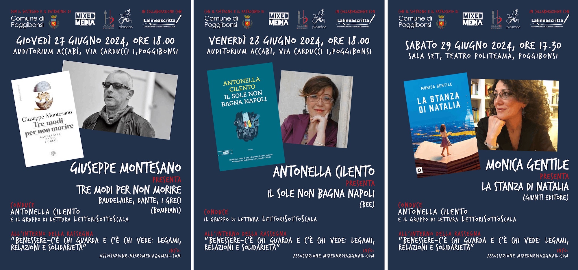 Tre incontri con gli autori a Poggibonsi: Montesano, Cilento, Gentile