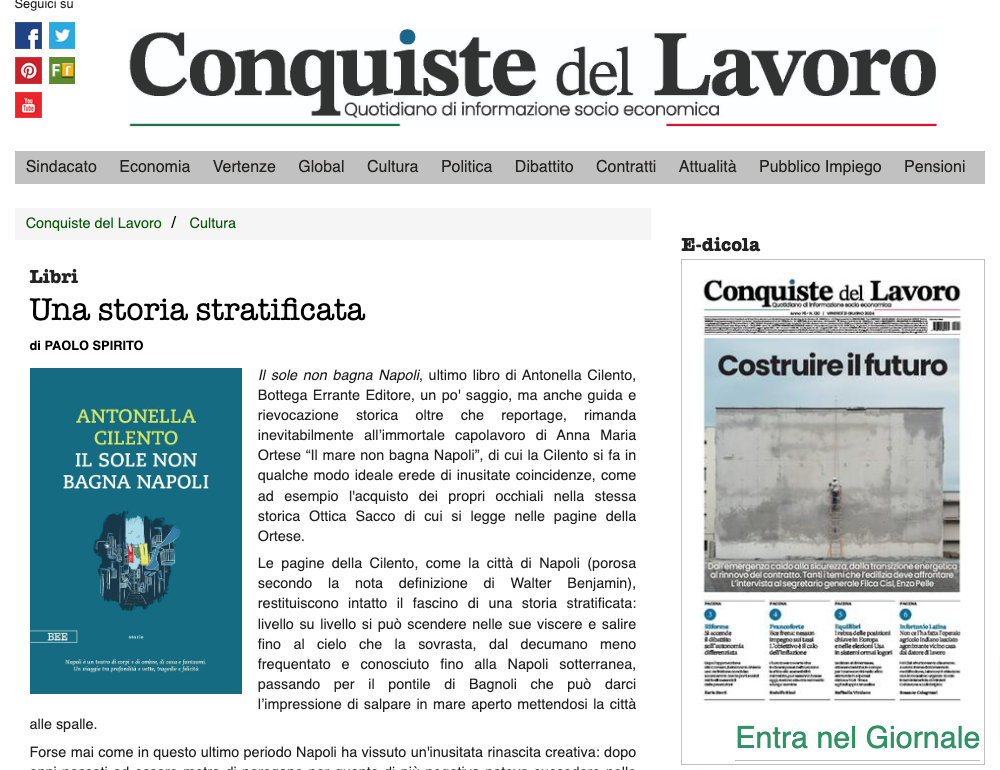 Il sole non bagna Napoli di Antonella Cilento su Conquiste del lavoro